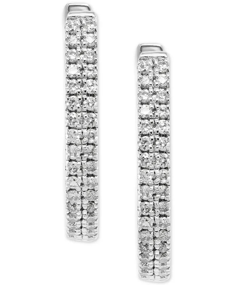 Effy Diamond Small Double Row Hoop Earrings (1/5 ct. t.w.) Sterling Silver or 14k Gold-Plated