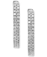 Effy Diamond Small Double Row Hoop Earrings (1/5 ct. t.w.) Sterling Silver or 14k Gold-Plated