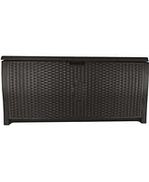 Vm Innovations Suncast DBW9200 99 Gallon Outdoor Resin Patio Storage Chest with Handles, Mocha