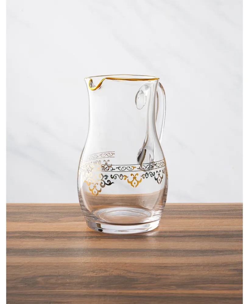 Classic Touch Glass Water Pitcher with Rich Gold-Tone Design