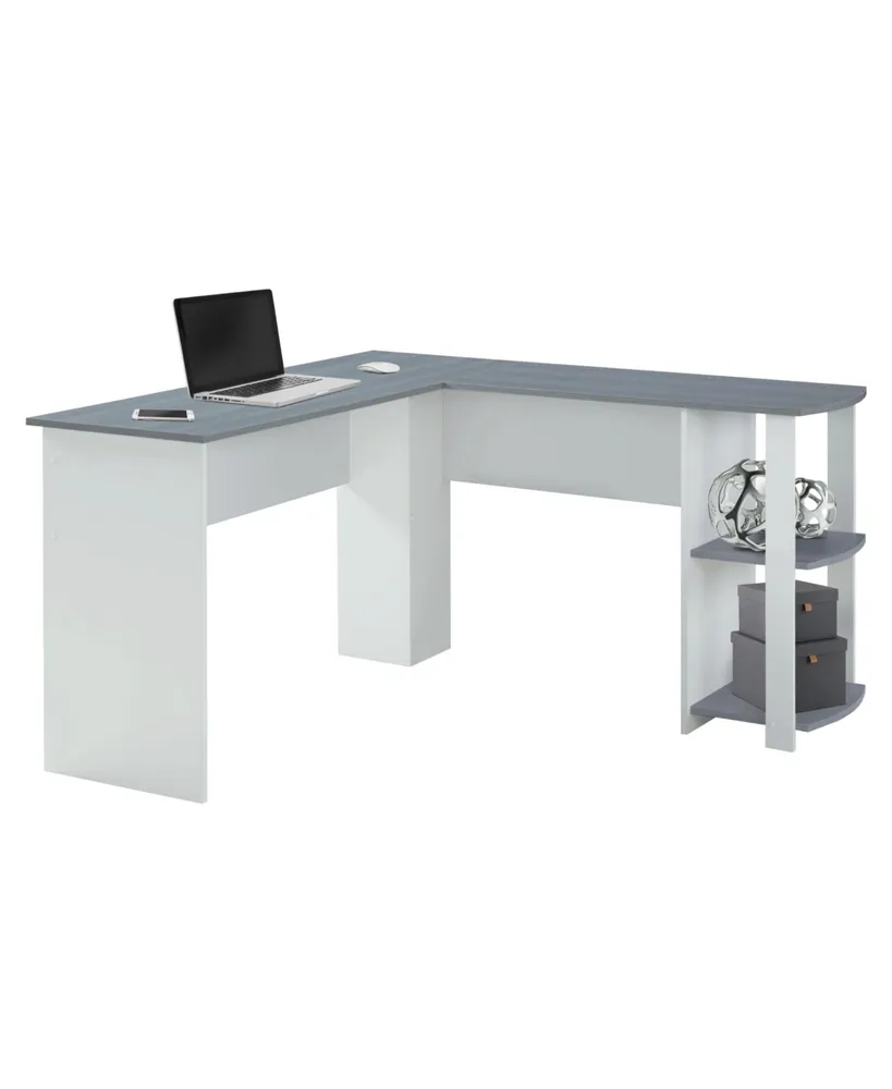 Techni Mobili Modern L-Shaped Desk w/ Side Shelves