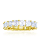 Cubic Zirconia Eternity Band 14k Gold Plated Sterling Silver