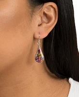 Medium Teardrop Dried Flower Earrings Sterling Silver. Available Multi, Blue, Yellow or Purple