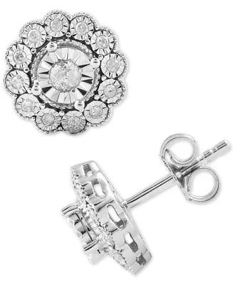 Diamond Flower Stud Earrings (1/3 ct. t.w.) in Sterling Silver