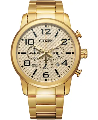 Citizen Men's Chronograph Quartz Gold-Tone Stainless Steel Bracelet Watch 42mm