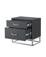 Nicole Miller Emiliana 2-Drawer High Gloss Nightstand with Metal Base