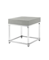Inspired Home Casandra High Gloss End Table with Acrylic Legs and Metal Base