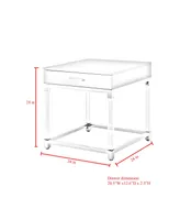 Inspired Home Casandra High Gloss End Table with Acrylic Legs and Metal Base