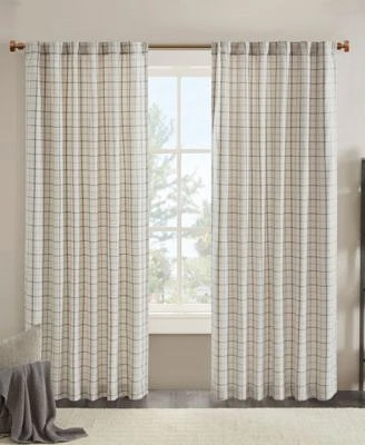 Anaheim Plaid Rod Pocket Back Tab Curtain Panel With Fleece Lining