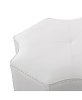 Nicole Miller Fiorella Upholstered Octagon Cocktail Ottoman with Nailhead Trim