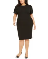 Calvin Klein Plus Puff-Sleeve Sheath Dress