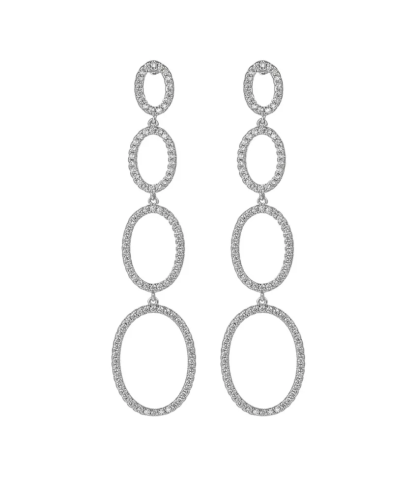 A&M Silver-Tone Quad Oval Drop Earrings - Silver