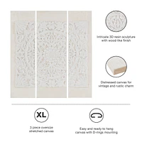 Madison Park Mandala White 3-Pc. 3D Embellished Canvas Wall Art Set