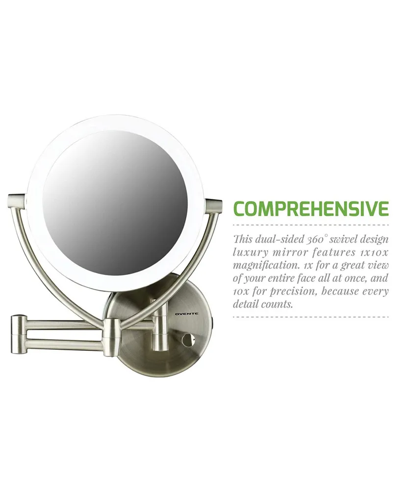 Ovente 7.5" Led Lighted Wall Mount Makeup Mirror