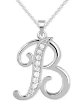 Diamond B Initial 18" Pendant Necklace (1/10 ct. t.w.) in Sterling Silver