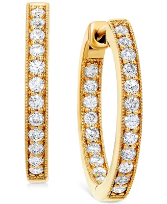 Diamond Small In & Out Hoop Earrings (5/8 ct. t.w.) in 14k Gold, 0.75"