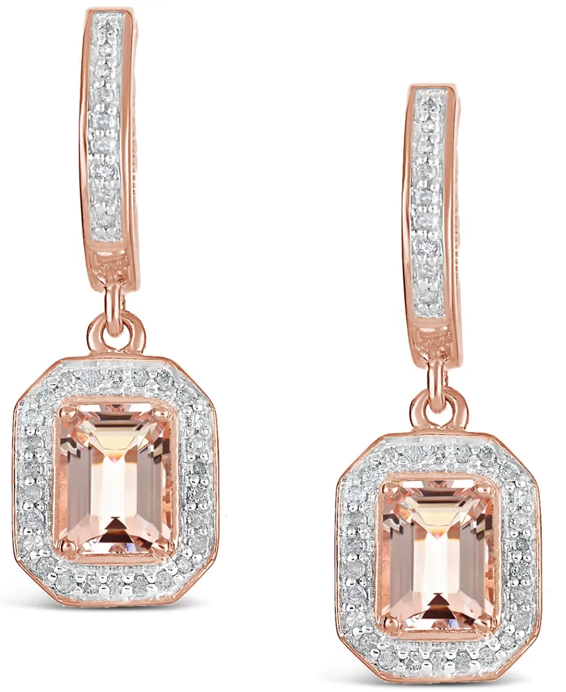 Morganite (1-3/4 ct. t.w.) and Diamond (1/3 ct. t.w.) Drop Earrings in 14K Rose Gold-Plated Sterling Silver