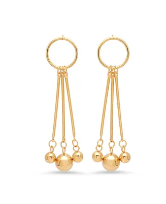 Steeltime Ladies 18K Micron Gold Plated Stainless Steel Circle Drop Earrings - Gold
