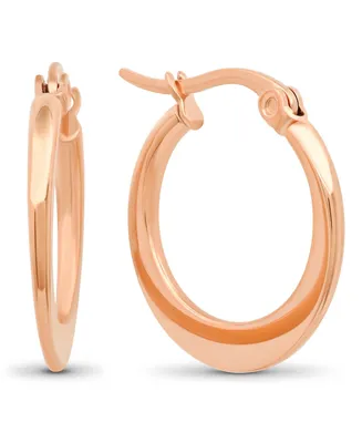 Steeltime 18K Rose Gold Plated Stainless Steel Flat Hoop Earrings