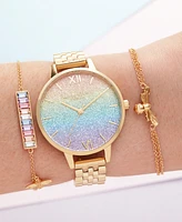 Olivia Burton Women's Rainbow Gold-Tone Stainless Steel Bracelet Watch 34mm