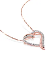 Created White Sapphire (3/4 ct. t.w.) Heart Pendant with Chain in 18k Rose Gold Over Silver