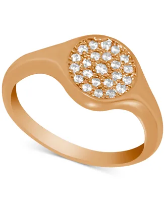 And Now This Crystal Pave Disc Ring Rose Gold-Plate