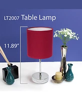 Simple Designs Chrome Mini Basic Table Lamp with Fabric Shade 2 Pack Set