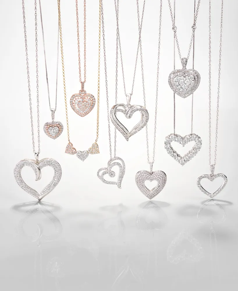 Diamond Heart 18" Pendant Necklace (1/2 ct. t.w.) 14k Rose Gold (Also Available White Gold)