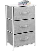 Sorbus Nightstand with 3 Drawers - Steel Frame, Wood Top & Easy Pull Fabric Bins Perfect for Home, Bedroom, Office College Dorm