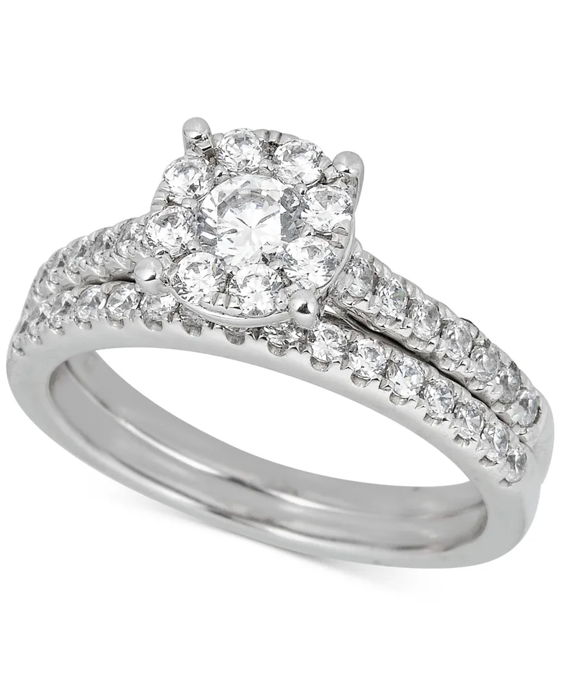 Diamond Halo Bridal Set ( ct. t.w.) in 14k White Gold