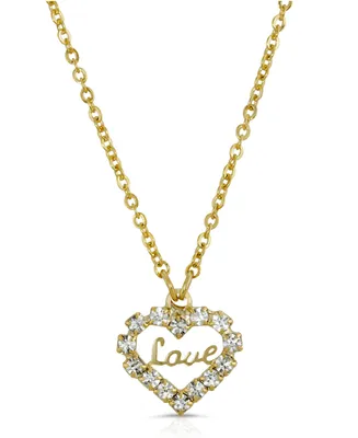 2028 14K Gold-tone Crystal Accented Love Heart Pendant Necklace - Gold