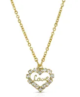 2028 14K Gold-tone Crystal Accented Love Heart Pendant Necklace - Gold