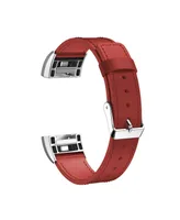 Posh Tech Unisex Fitbit Charge 2 Red Genuine Leather Watch Replacement Band