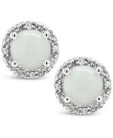 Opal (5/8 ct. t.w.) and Diamond Accent Stud Earrings in Sterling Silver