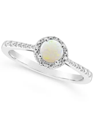 Opal (1/3 ct. t.w.) and Diamond Accent Ring Sterling Silver