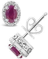 Ruby (1-1/5 ct. t.w.) and Diamond Accent Stud Earrings in Sterling Silver