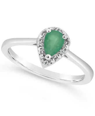Emerald (3/8 ct. t.w.) and Diamond Accent Ring Sterling Silver