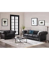 Alexandon Leather Chesterfield Tufted Sofa with Roll Arm