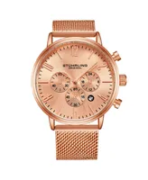 Stuhrling Men's Rose Gold Mesh Stainless Steel Bracelet Watch 48mm