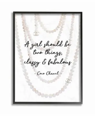 Stupell Industries Classy Fabulous Fashion Quote With Pearls Framed Texturized Art Collection