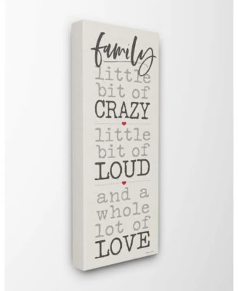 Stupell Industries Little Bit Of Crazy Whole Lot Of Love Family Typography Canvas Wall Art Collection