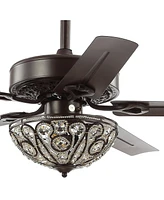 Ali 48" 3-Light Wrought Iron Led Ceiling Fan with Remote