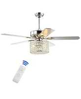 Brandy 52" 3-Light Crystal Prism Drum Led Ceiling Fan with Remote