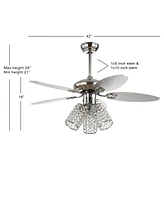 Kris 42" 3-Light Crystal Led Ceiling Fan with Remote