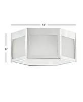 Minimo 13" Hexagon, Frosted Glass Led Flush Mount