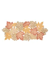 Manor Luxe Autumn Leaves Embroidered Cutwork Table Runner