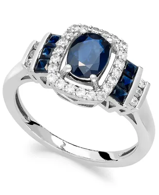 Sapphire (1 ct. t.w.) and Diamond (1/5 ct. t.w.) Ring in 14k Gold (Also available in Emerald and Ruby)