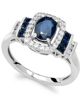 Sapphire (1 ct. t.w.) and Diamond (1/5 ct. t.w.) Ring in 14k Gold (Also available in Emerald and Ruby)