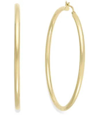 Round Hoop Earrings 14k Gold Over Silver