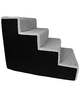 Home Base Dog Stairs 4-Step Pet Steps for Couch and High Bed, Non Slip, Density Sherpa Foam